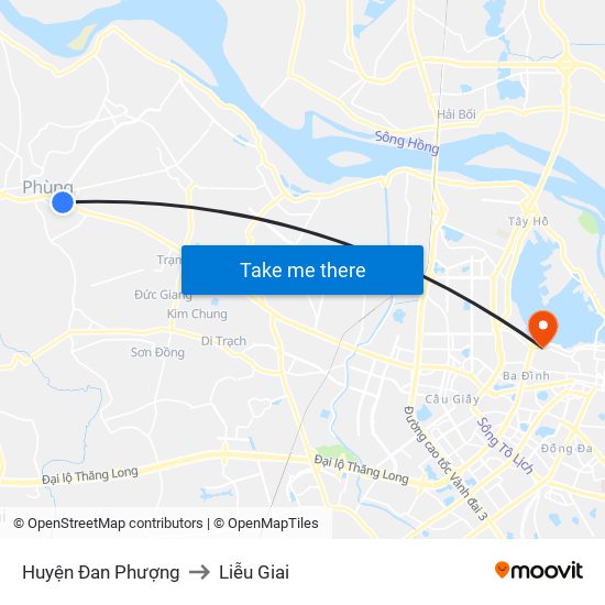 Huyện Đan Phượng to Liễu Giai map