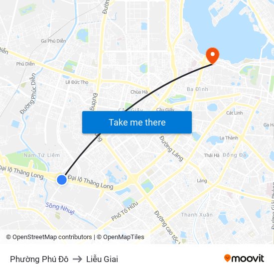 Phường Phú Đô to Liễu Giai map