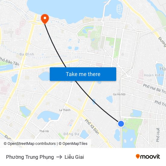 Phường Trung Phụng to Liễu Giai map