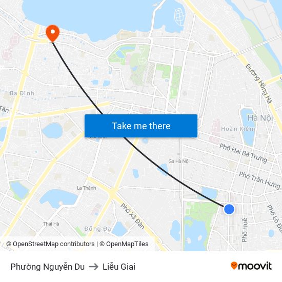 Phường Nguyễn Du to Liễu Giai map