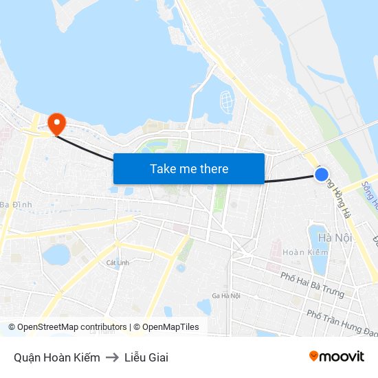 Quận Hoàn Kiếm to Liễu Giai map