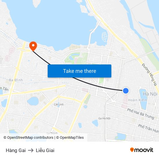 Hàng Gai to Liễu Giai map