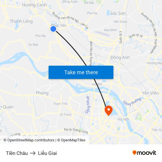 Tiền Châu to Liễu Giai map