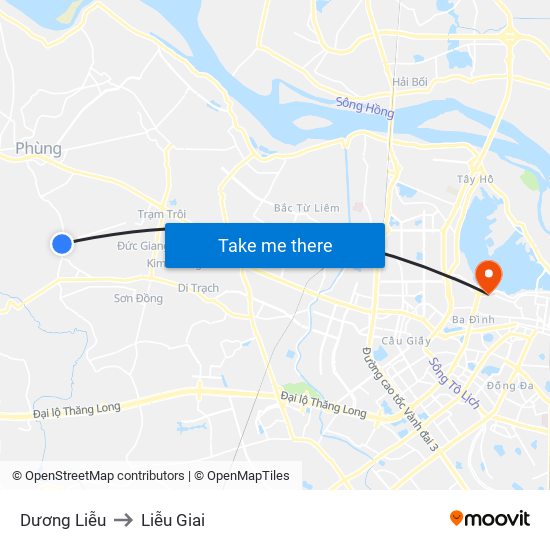 Dương Liễu to Liễu Giai map