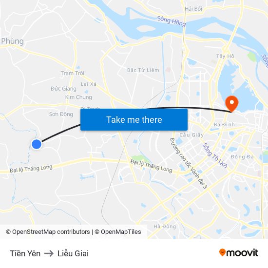 Tiền Yên to Liễu Giai map