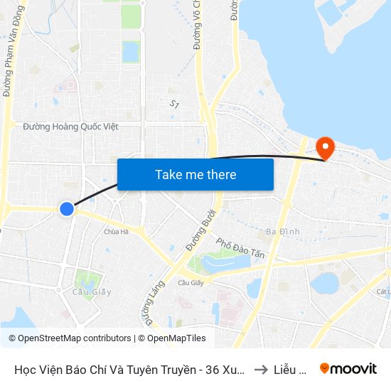 Học Viện Báo Chí Và Tuyên Truyền - 36 Xuân Thủy to Liễu Giai map