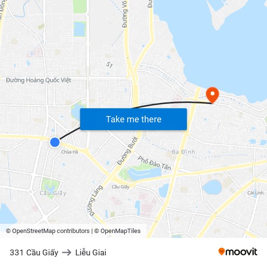 331 Cầu Giấy to Liễu Giai map