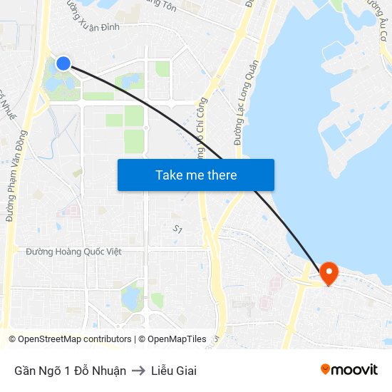 Gần Ngõ 1 Đỗ Nhuận to Liễu Giai map