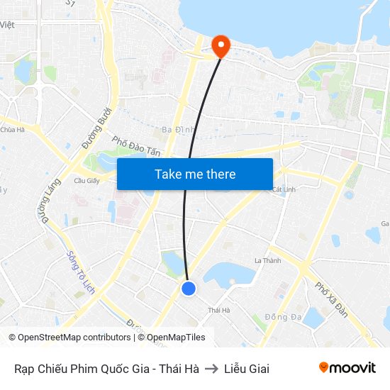 Rạp Chiếu Phim Quốc Gia - Thái Hà to Liễu Giai map