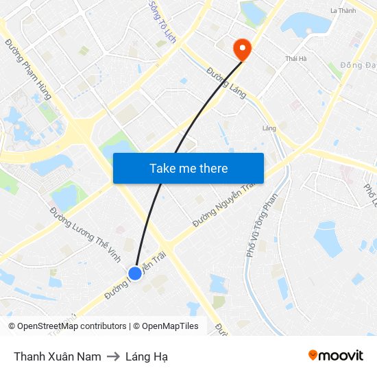 Thanh Xuân Nam to Láng Hạ map