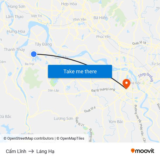 Cẩm Lĩnh to Láng Hạ map