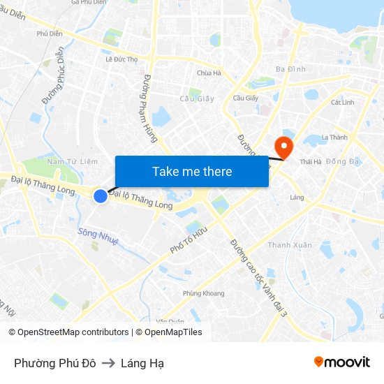 Phường Phú Đô to Láng Hạ map