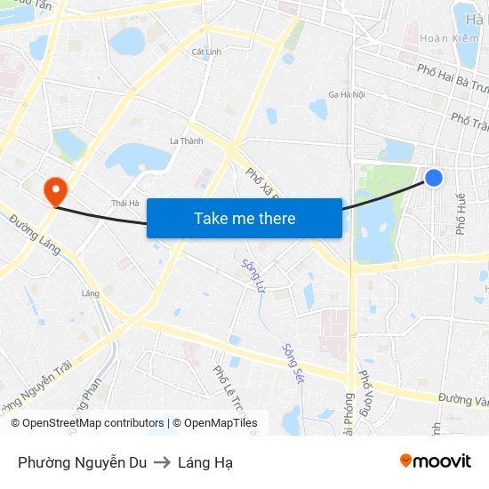 Phường Nguyễn Du to Láng Hạ map