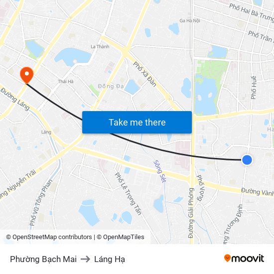 Phường Bạch Mai to Láng Hạ map