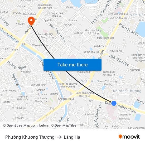 Phường Khương Thượng to Láng Hạ map