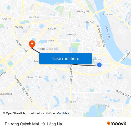 Phường Quỳnh Mai to Láng Hạ map