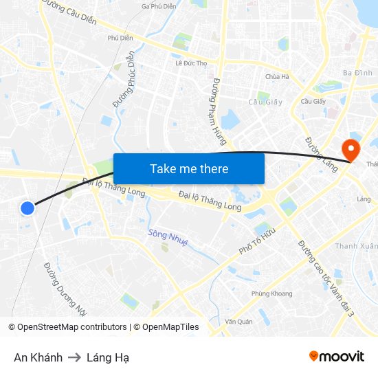An Khánh to Láng Hạ map