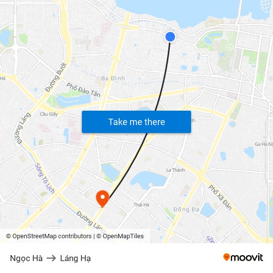 Ngọc Hà to Láng Hạ map
