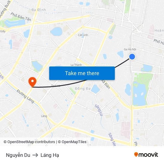 Nguyễn Du to Láng Hạ map