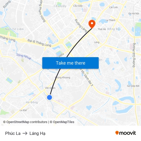 Phúc La to Láng Hạ map
