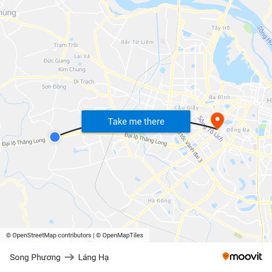 Song Phương to Láng Hạ map