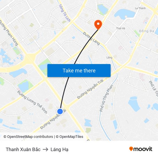 Thanh Xuân Bắc to Láng Hạ map