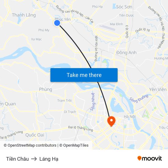 Tiền Châu to Láng Hạ map