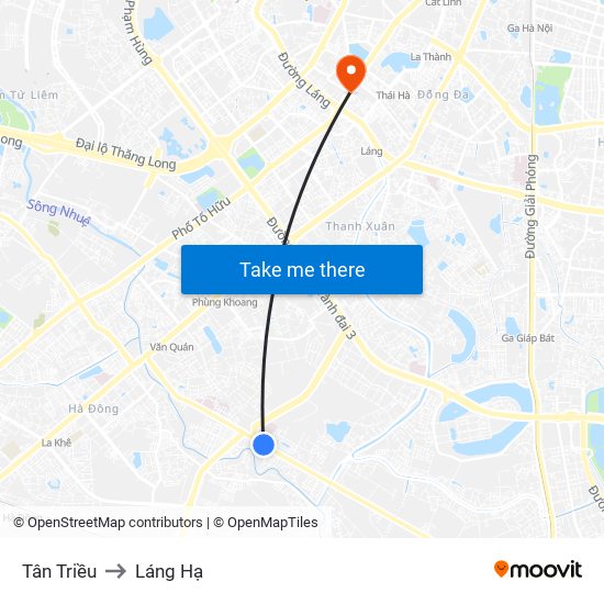 Tân Triều to Láng Hạ map