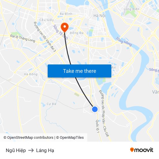 Ngũ Hiệp to Láng Hạ map