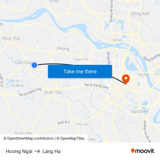 Hương Ngải to Láng Hạ map