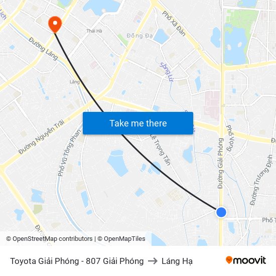 Toyota Giải Phóng - 807 Giải Phóng to Láng Hạ map