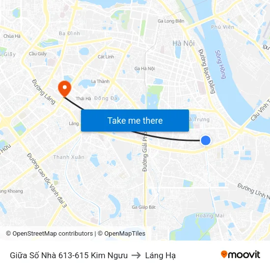 Giữa Số Nhà 613-615 Kim Ngưu to Láng Hạ map