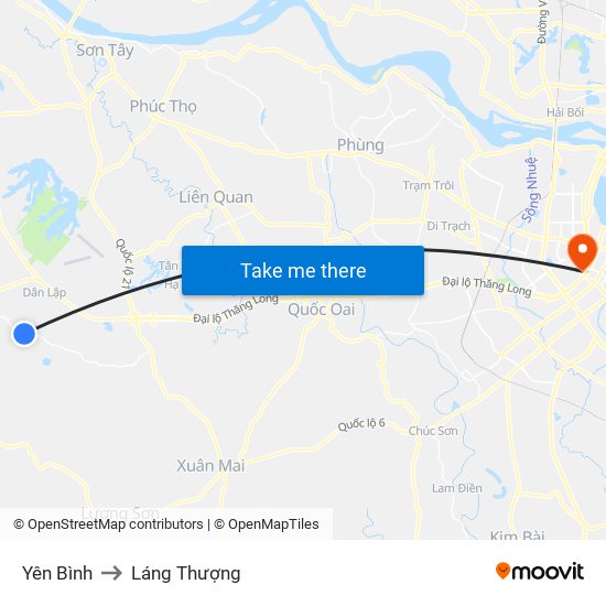 Yên Bình to Láng Thượng map