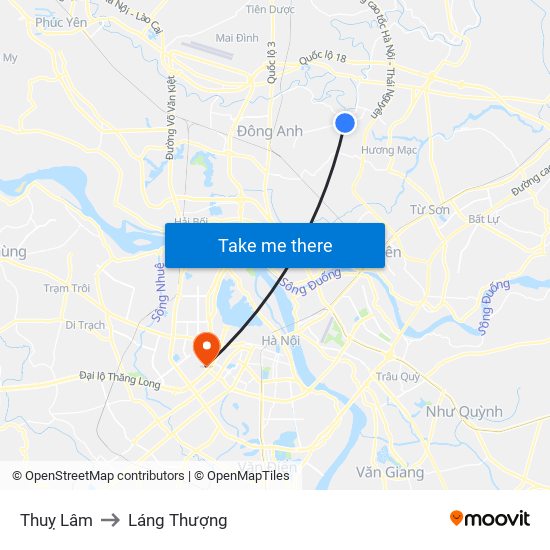 Thuỵ Lâm to Láng Thượng map