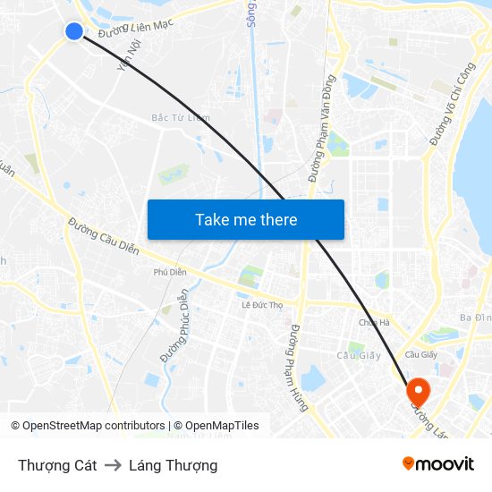 Thượng Cát to Láng Thượng map