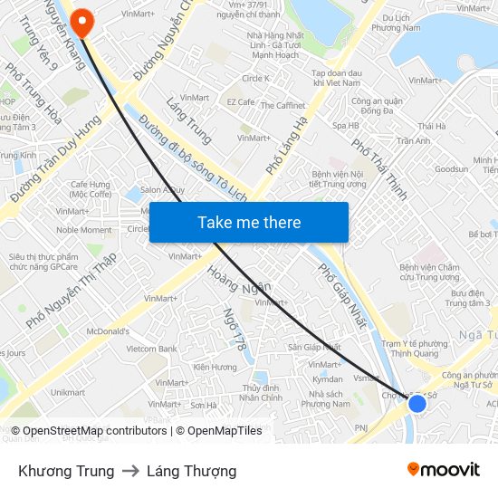 Khương Trung to Láng Thượng map