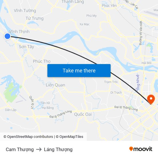 Cam Thượng to Láng Thượng map