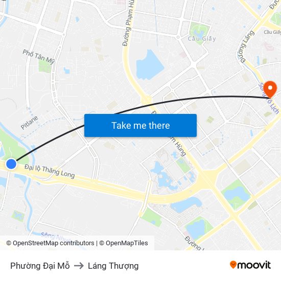 Phường Đại Mỗ to Láng Thượng map