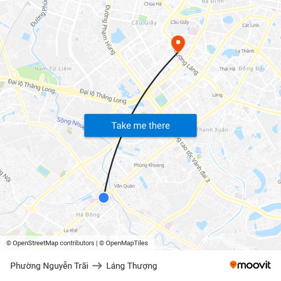 Phường Nguyễn Trãi to Láng Thượng map