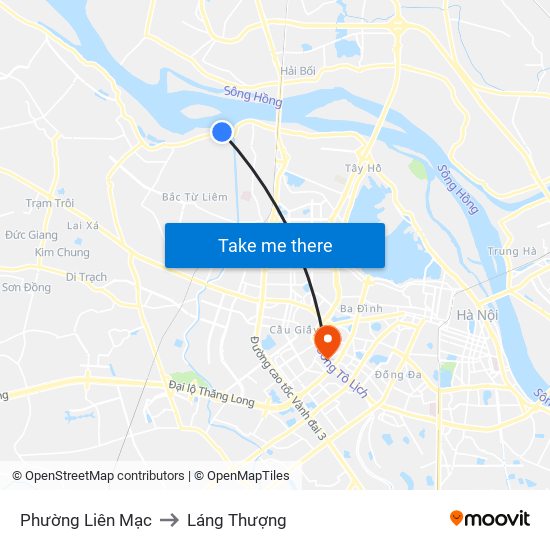 Phường Liên Mạc to Láng Thượng map