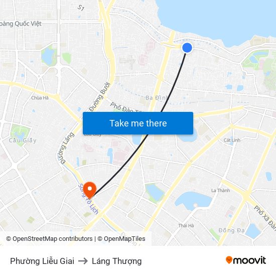 Phường Liễu Giai to Láng Thượng map