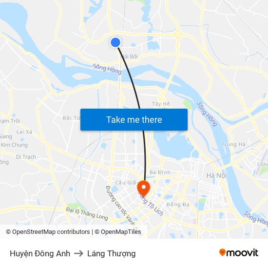 Huyện Đông Anh to Láng Thượng map