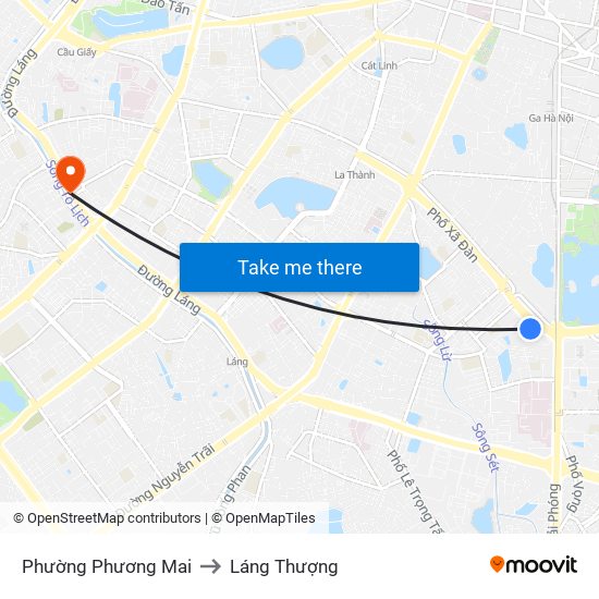 Phường Phương Mai to Láng Thượng map