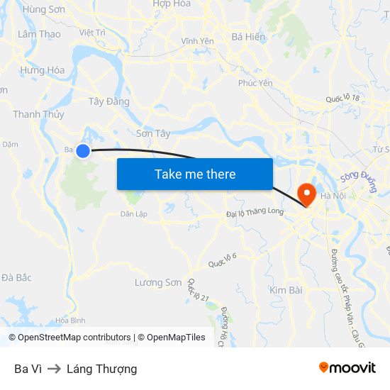 Ba Vì to Láng Thượng map