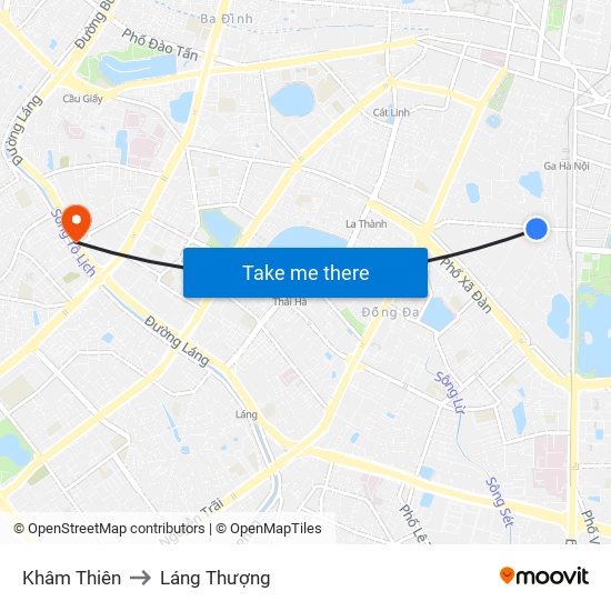 Khâm Thiên to Láng Thượng map
