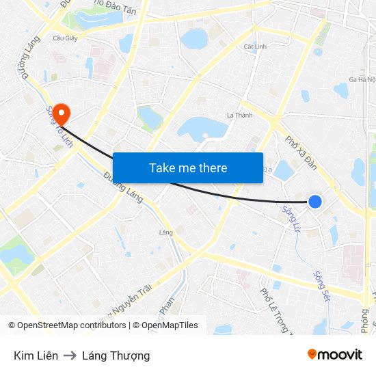 Kim Liên to Láng Thượng map