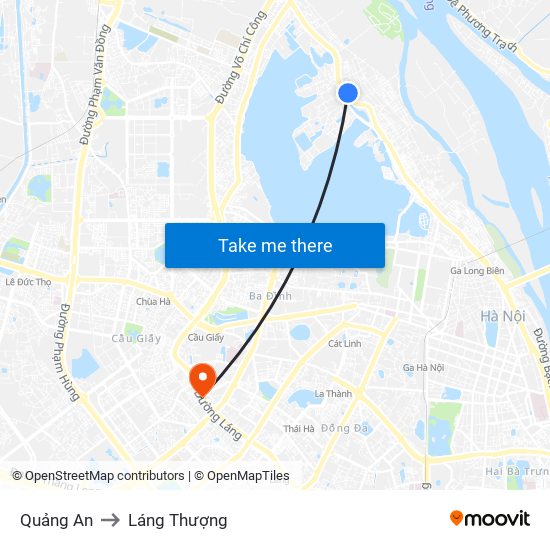 Quảng An to Láng Thượng map