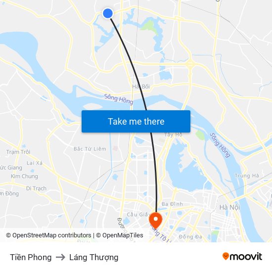 Tiền Phong to Láng Thượng map