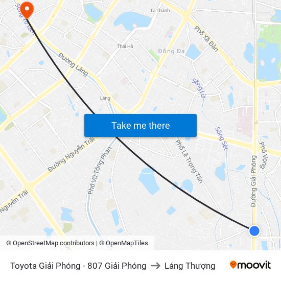 Toyota Giải Phóng - 807 Giải Phóng to Láng Thượng map