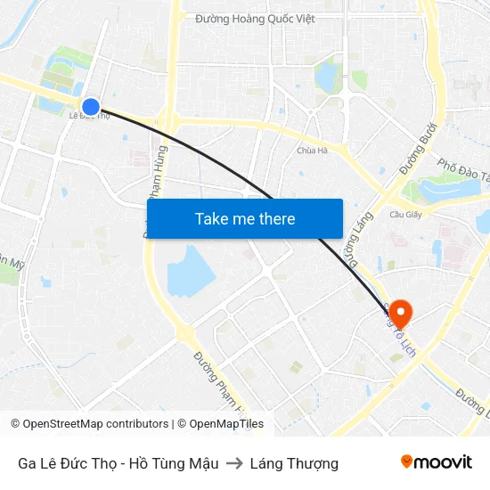 Ga Lê Đức Thọ - Hồ Tùng Mậu to Láng Thượng map